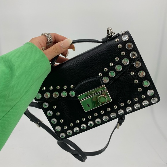 Prada Saffiano Studded two way bag - Picture 12 of 13
